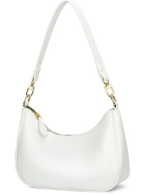 〽️ Women's White Cute Hobo Clutch Purses Zipper Tote Shoulder Handbags